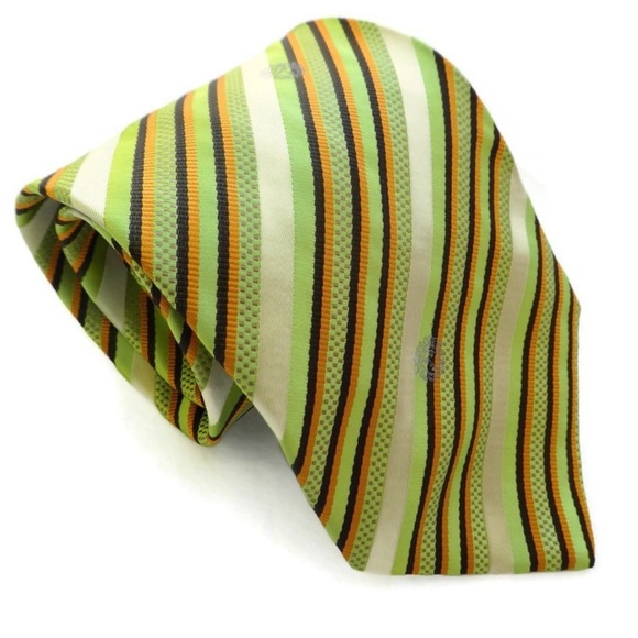 Versace Italy Tie Silk Medusa Logo Striped - Picture 3 of 5